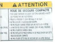 Toyota 42668-42020 Label, Compact Spare