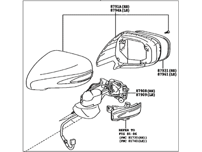 Toyota 87910-53481-D0 Mirror Assembly, Outer R