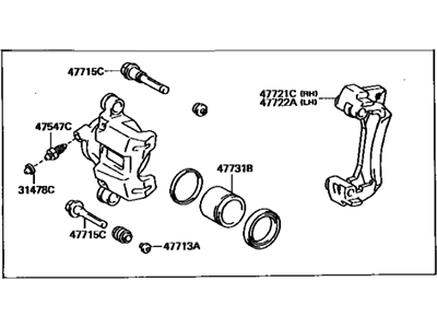 Toyota 47730-60110 Cylinder Assy, Rear Disc Brake, RH