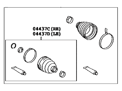 Toyota 04429-0E023 Rear Cv Joint Boot Kit