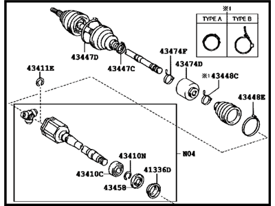 Toyota 43410-33311 Shaft Assembly, Front Drive