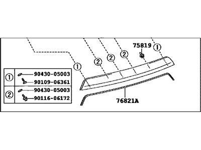 Toyota 76801-52430-A0 Garnish Sub-Assembly, Ba