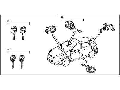 Toyota 69005-02391 Cylinder & Key Set